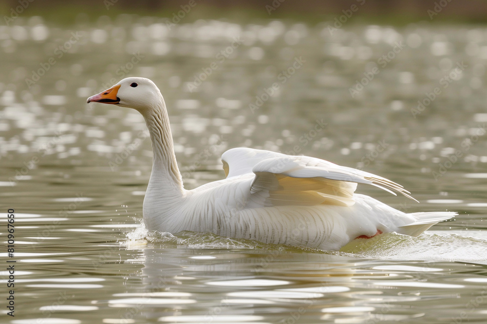big white goose swims big white goose swims
