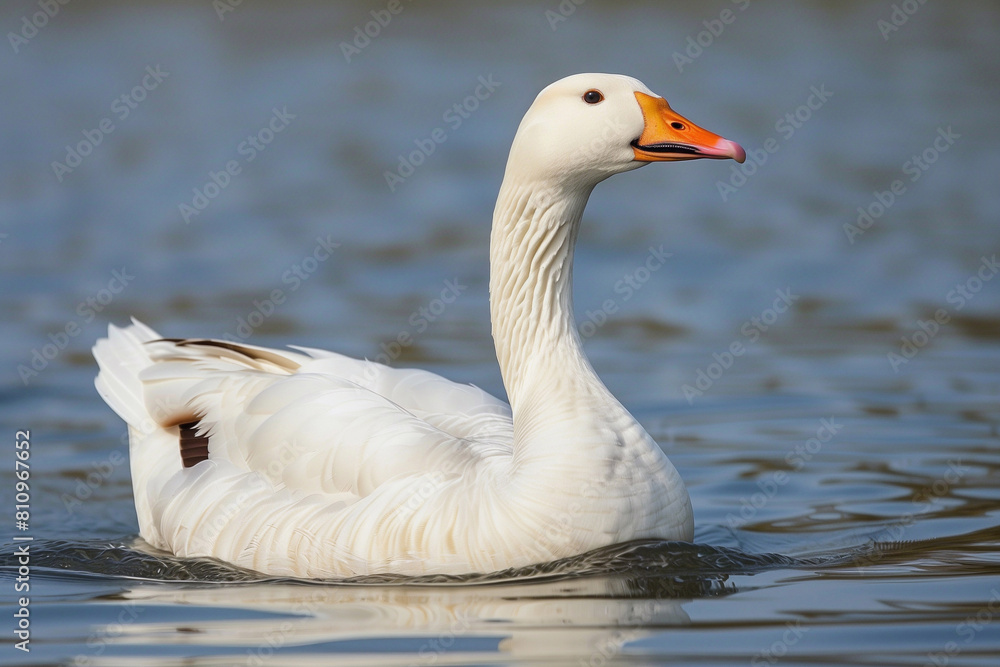 Naklejka premium big white goose swims