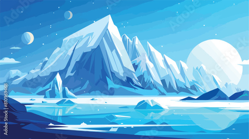 North pole Arctic with iceberg background Vector illustration