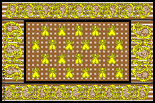 African Wax Print fabric, Ethnic overlap ornament seamless design, Khanga pattern motifs floral elements. khanga texture, colorful textile Ankara fashion style. New Design For Fabric. photo