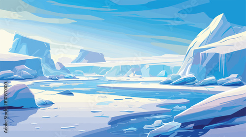 North pole winter arctic landscape cartoon Vector illustration