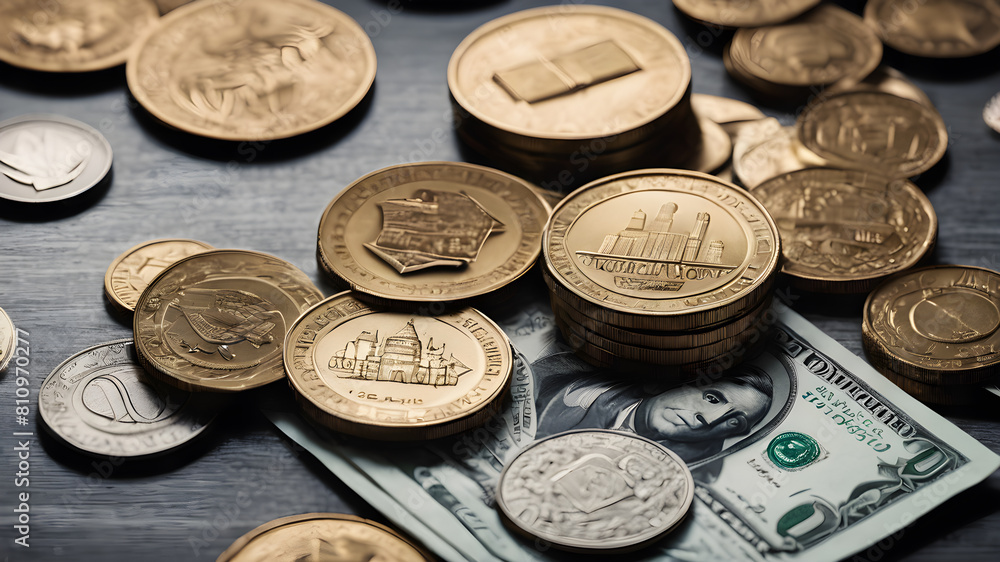 Money coins and financial exchange and Trading graph technology concept. Deposit, wealth, accumulation and inheritance. Money coins and financial exchange and Trading graph technology concept. Deposit, wealth, accumulation and inheritance.