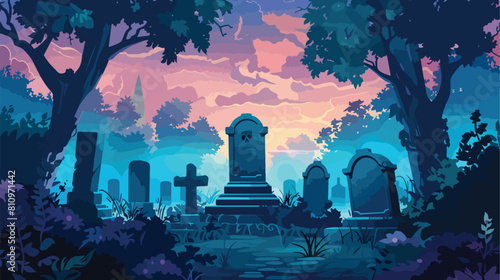 Open grave and headstone vector illustration Vector photo