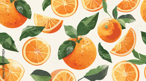 Oranges Vector illustration Seamless pattern background