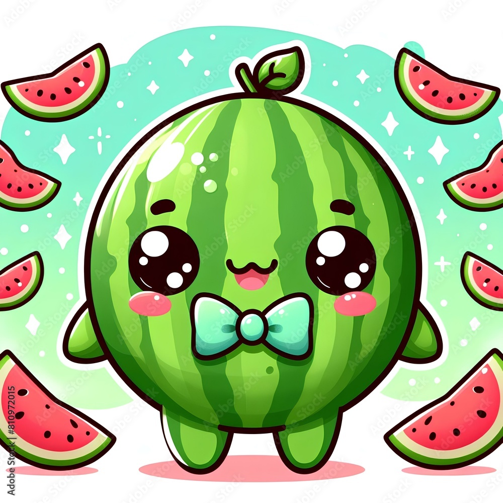 Naklejka premium 수박 캐릭터 일러스트