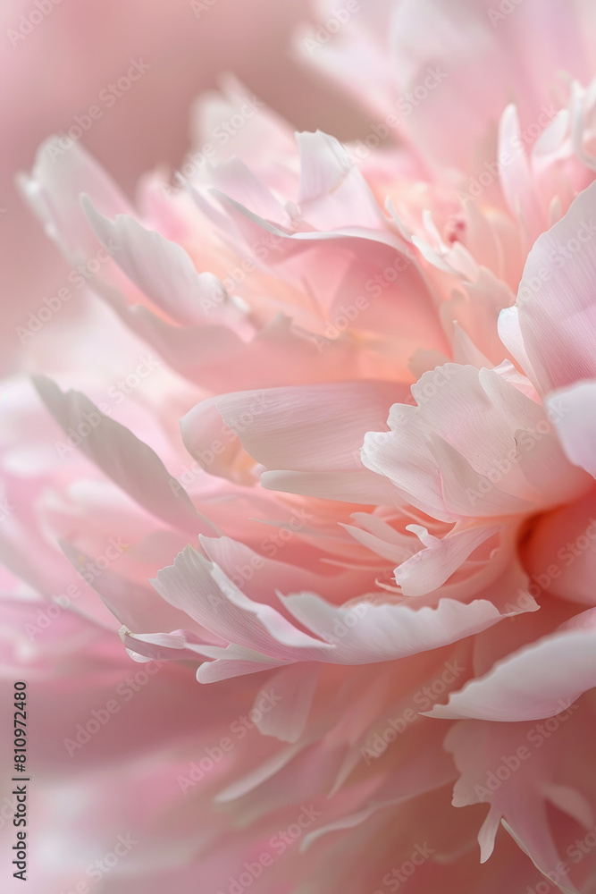 Close-up of a delicate pink peony blossom, highlighting its soft petals and intricate layers. Close-up of a delicate pink peony blossom, highlighting its soft petals and intricate layers.