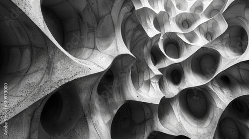 Black and white organic structure, resembling a coral or a highly detailed alien structure. photo