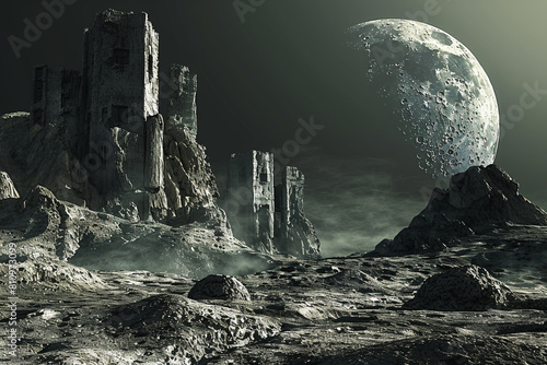 Alien ruins on a moon evidence of an ancient civilization photo