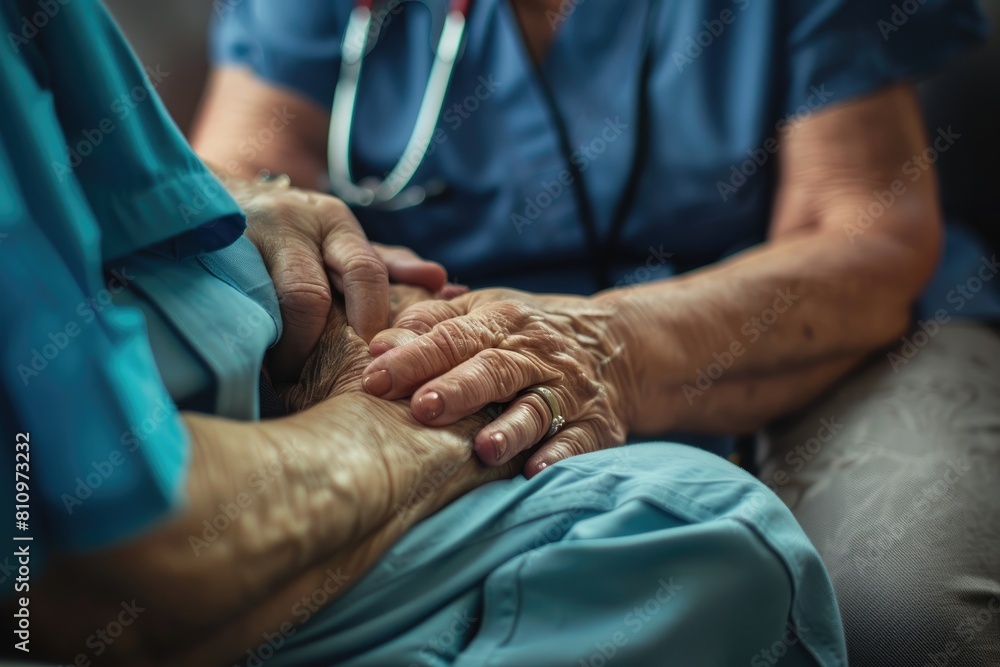 Nurse Comforting Patient With Hand Holding