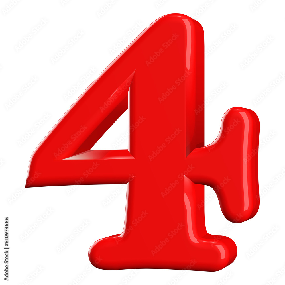 Obraz premium Red 3D Number 4