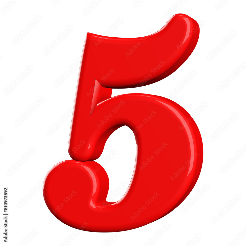 Red 3D Number 5 Red 3D Number 5