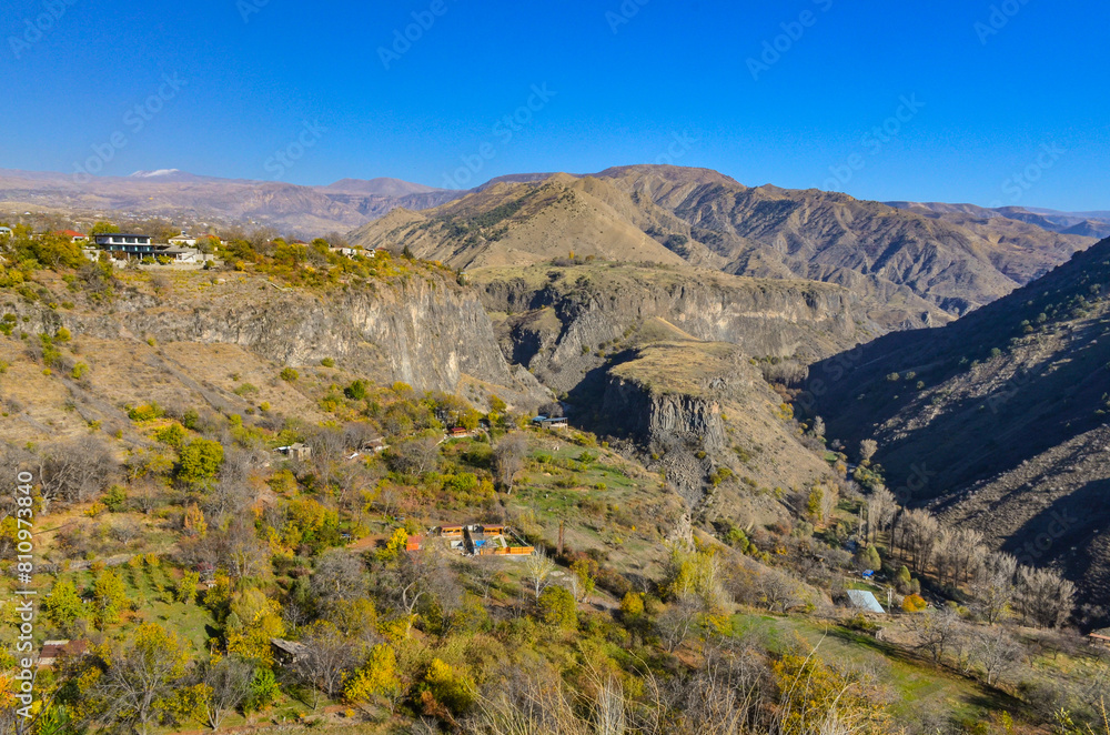 Azat river canyon and valley scenic view from Garni village (Kotayk province, Armenia)