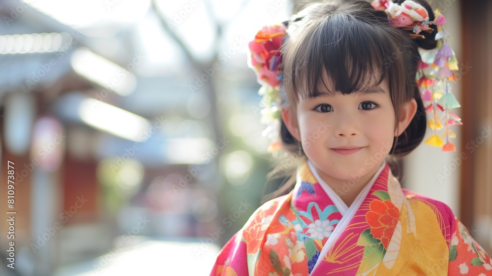 Serene Elegance: Young child in Traditional Attire -Shichi-go-san Serene Elegance: Young child in Traditional Attire -Shichi-go-san