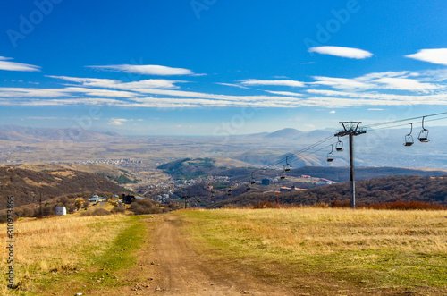ropeway and slopes of Tsaghkadzor Ski Resort on Mount Teghenis (Kotayk province, Armenia)