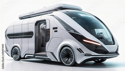 AI generated illustration of a co-friendly van, combining cutting-edge technology and modern design