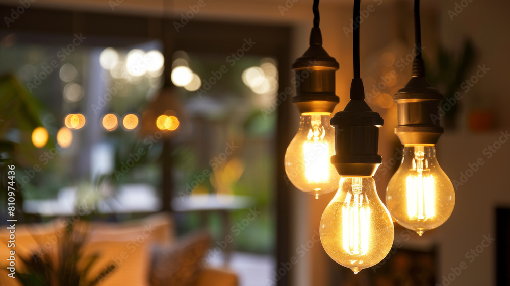 Illuminated light bulbs showcasing a bright idea Illuminated light bulbs showcasing a bright idea