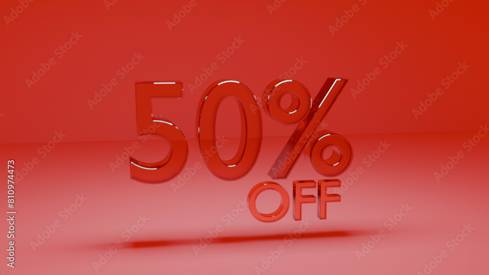 50% off 3d glossy red number 50% 3d sale discount symbol. 50% off 3d glossy red number 50% 3d sale discount symbol.