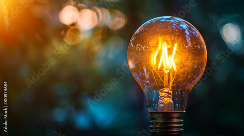 Illuminated bulb against a bokeh backdrop