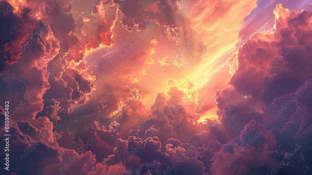 The idea of a Celestial World Cloud streaked sunsets and sunrises