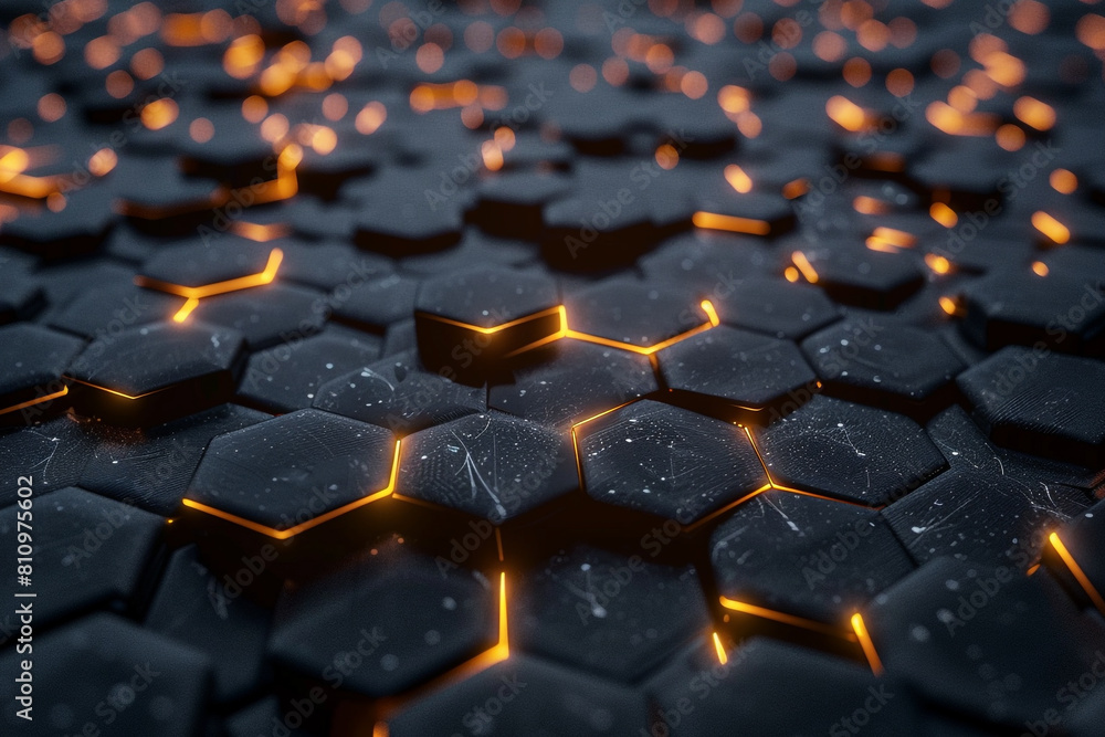 An abstract background hexagon pattern with glowing lights is a visual representation of the power of imagination An abstract background hexagon pattern with glowing lights is a visual representation of the power of imagination