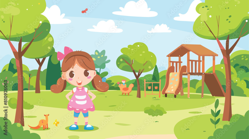 portrait of a little girl at park Vector style vector