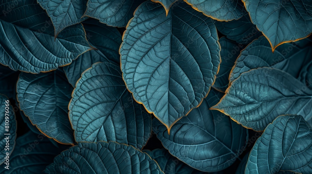 Blue leaves background.