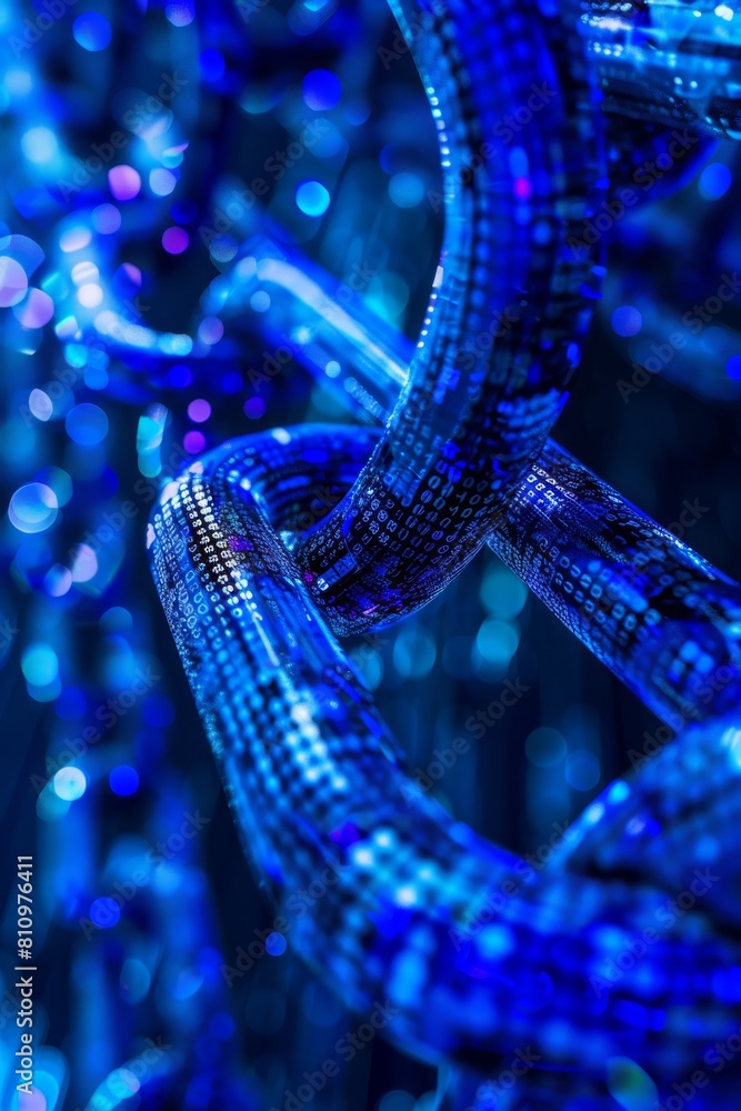 Digital Chain: Blockchain Technology Concept on a dark blurry background Digital Chain: Blockchain Technology Concept on a dark blurry background