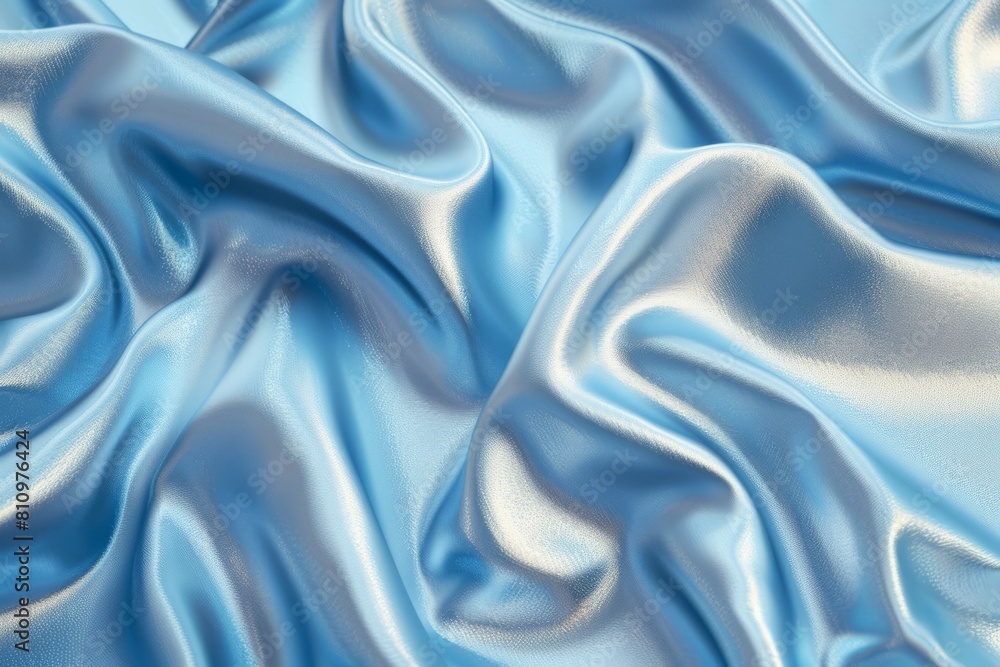 Obraz premium Glossy Satin Textile Close-up: Shimmering Light Blue