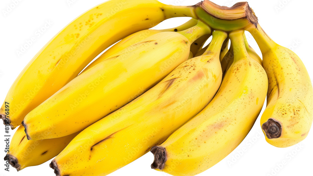 bunch of bananas  isolated dicut PNG on transparent or white background cut out, copy space view for promot Advertising  