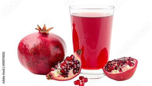 pomegranate and juice  isolated dicut PNG on transparent or white background cut out, copy space view for promot Advertising  