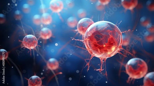 3D illustration of human stem cells, detailed visualization focusing on cellular characteristics and potential applications