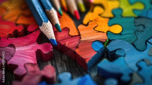 On World Autism Awareness Day let s envision the beautiful image of a heart drawn with colorful pencils representing unity and support for individuals on the spectrum This heart like a puzz photo