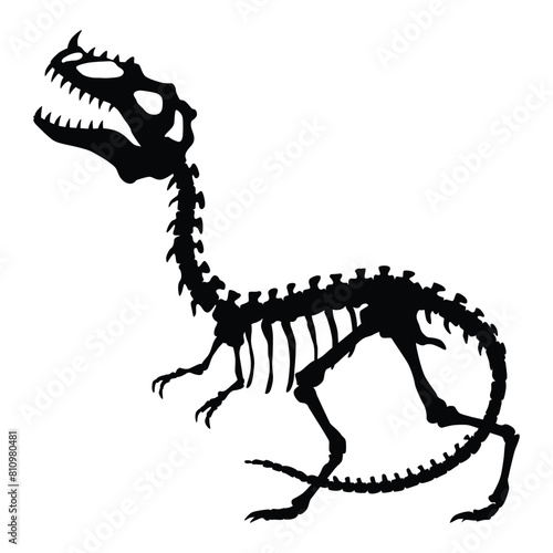 Dinosaur skeleton. Dino monsters icon. Shape of real animal. Sketch of prehistoric reptiles. Vector illustration isolated on white. Hand drawn sketch