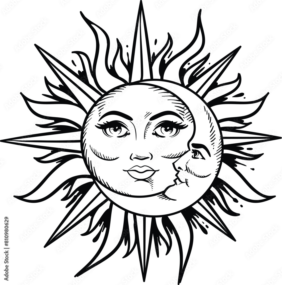 Mystical moon phases isolated cliparts bundle, celestial magic boho moon collection, Phase of the Moon set, silhouettes of luna, esoteric objects - black and white vector Mystical moon phases isolated cliparts bundle, celestial magic boho moon collection, Phase of the Moon set, silhouettes of luna, esoteric objects - black and white vector