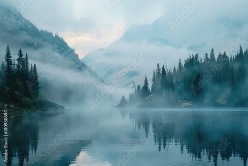 Majestic Mountain Lake Surrounded by Trees