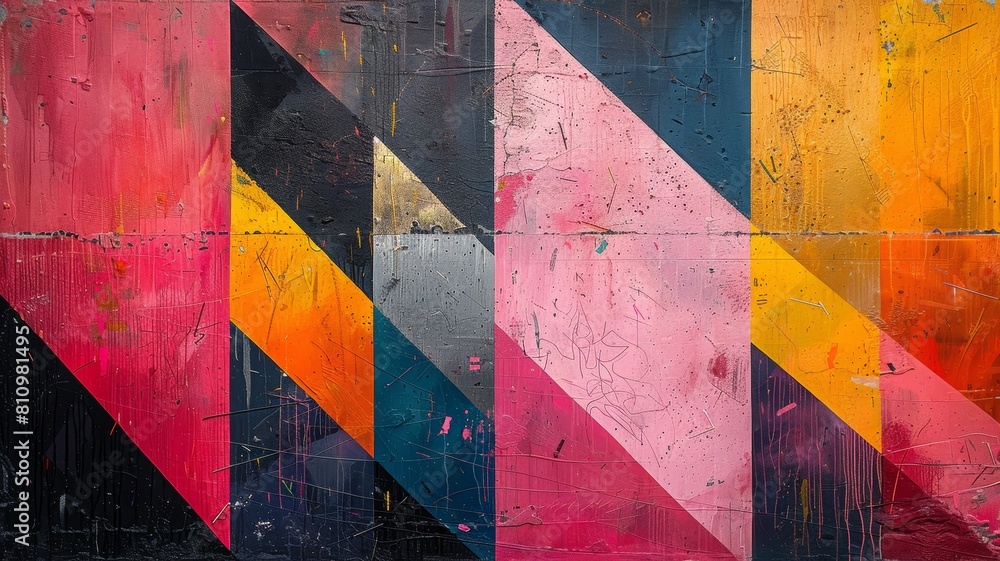 Naklejka premium Colorful geometric shapes with a retro 80s vibe.