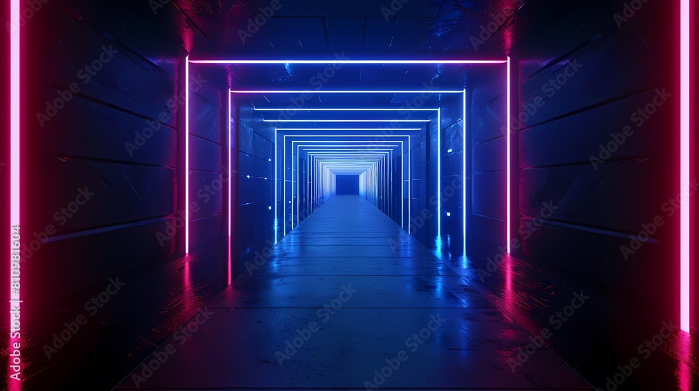 Blue and black neon cube technology poster web page PPT background Blue and black neon cube technology poster web page PPT background