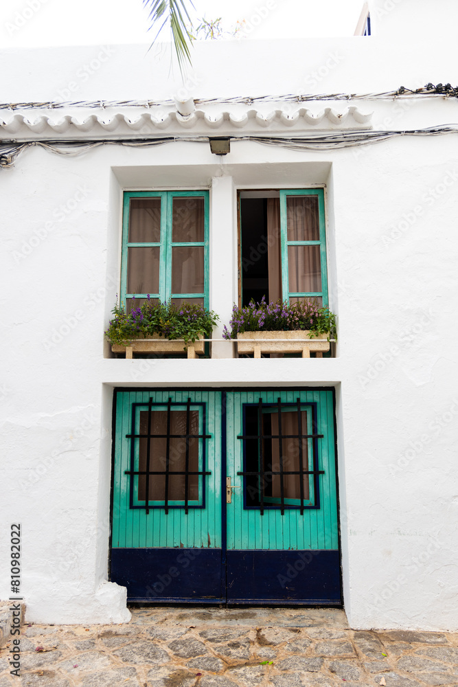 Doors and window scenes of the old town in Ibiza, Spain Doors and window scenes of the old town in Ibiza, Spain