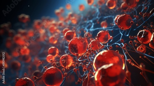 3D rendered image of Tcells in the human bloodstream, detailed and dynamic, focusing on their role in immune surveillance #810982012