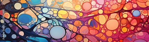 Artistic interpretation of plant cells during drought stress, using abstract colors to depict physiological changes for environmental studies