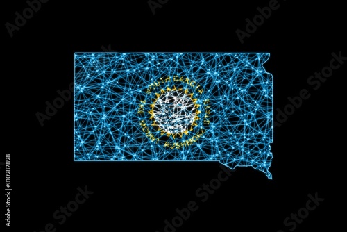 Map south dakota polygonal mesh line map flag map photo