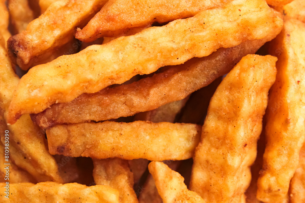 close up of stack of french fries, as food background close up of stack of french fries, as food background