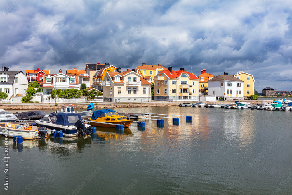 Scandinavian harbor in Karlskrona on Baltic sea coast, Sweden