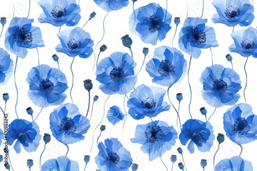 pattern of red poppies on a white background