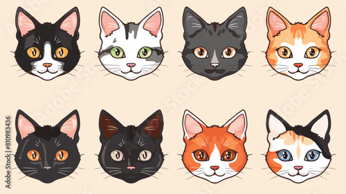 Set of cute cats head vector Vector style