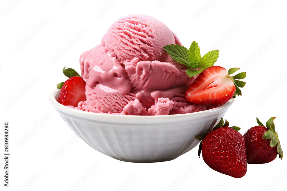 heaping bowl of delicious strawberry ice cream. heaping bowl of delicious strawberry ice cream.