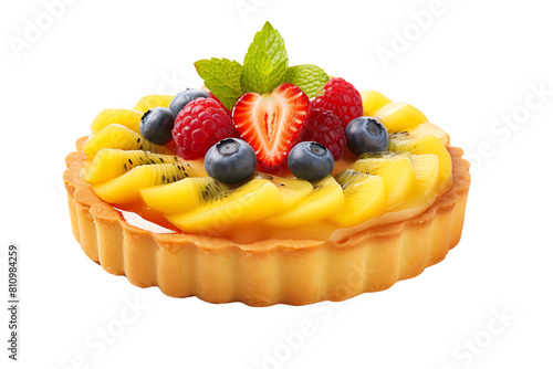 Fresh and delicious fruit tart with a buttery, flaky crust. Topped with a variety of berries and kiwi slices. Perfect for any occasion!