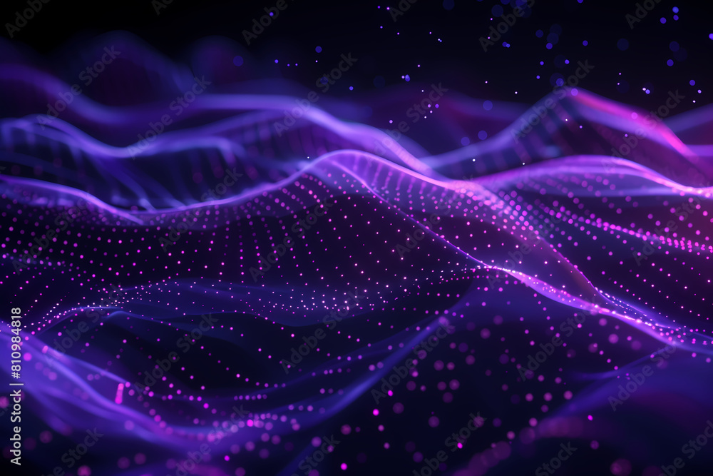 Obraz premium Abstract waves of glowing digital lines, dynamic network system.