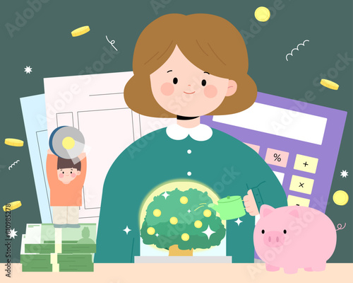 Asset management template  with green background