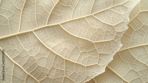Leaf veins, close-up. The intricate network of veins that transport water and nutrients throughout the leaf. photo